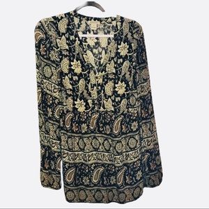 Lucky Brand Paisley Black and Tan Top